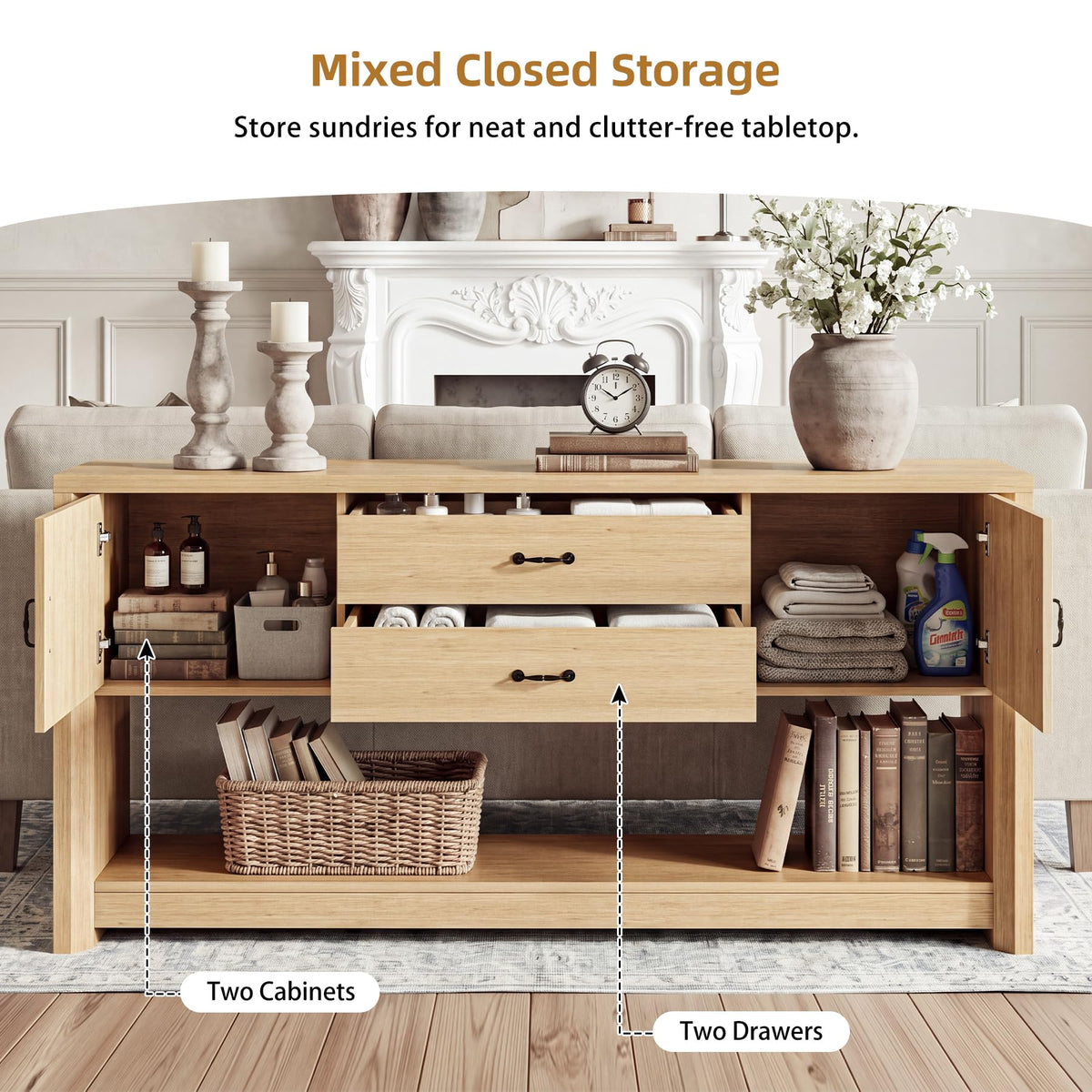 Oak Console Table with Storage Drawers Z4659