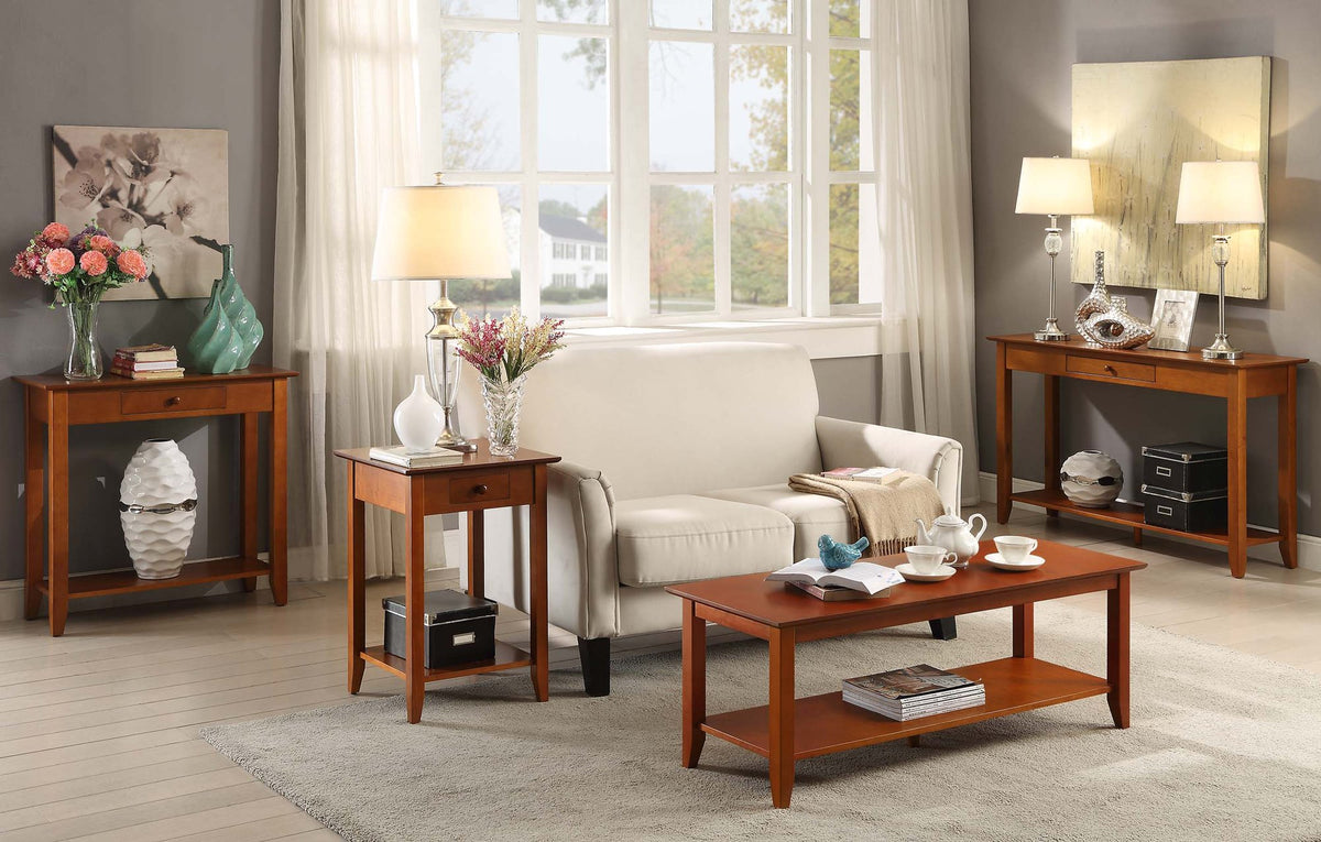 Cherry End Table with Drawer and Shelf I881418