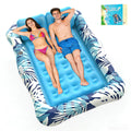 75"x64" XXL Inflatable Tanning Pool Lounger Float with Pillow Blue X667851