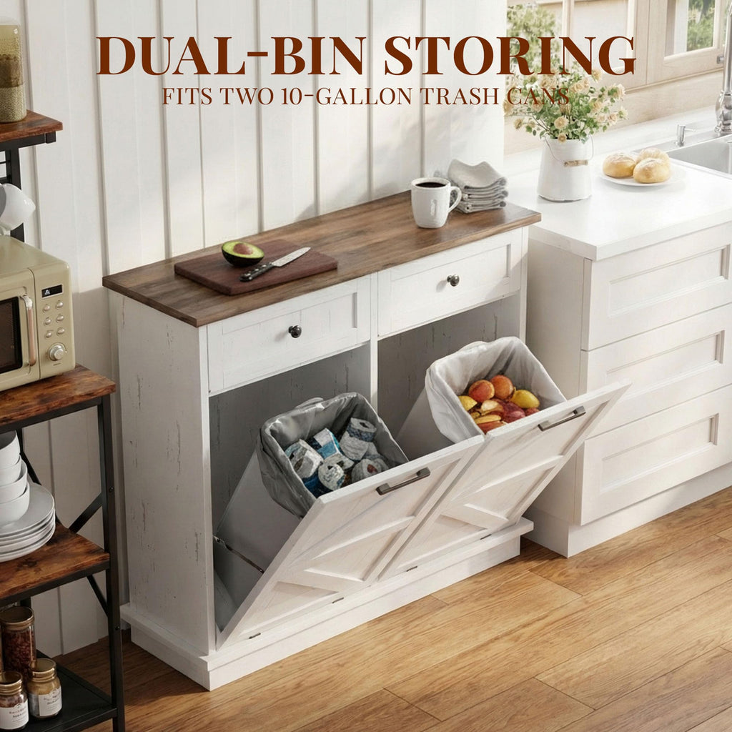 10 Gallon Double Tilt Out Trash Can Cabinet A595