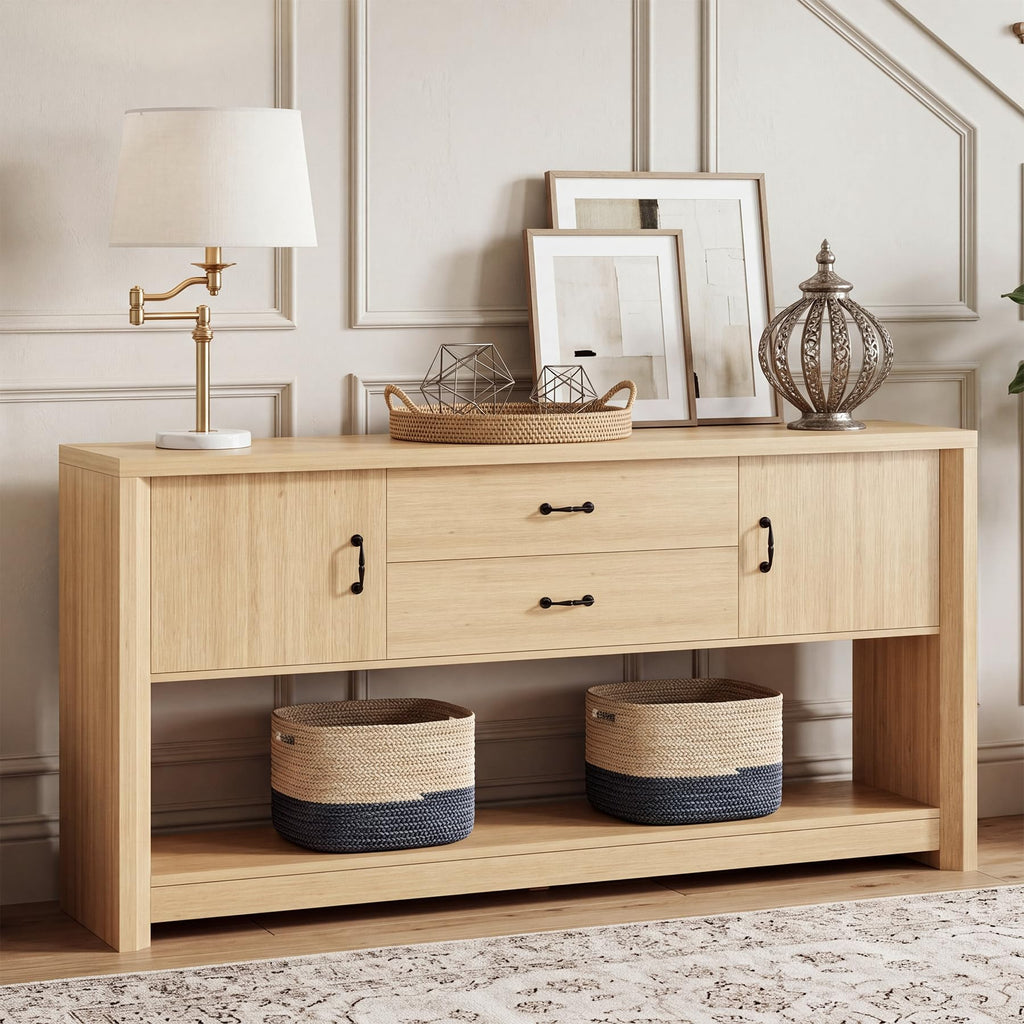 Oak Console Table with Storage Drawers Z4659