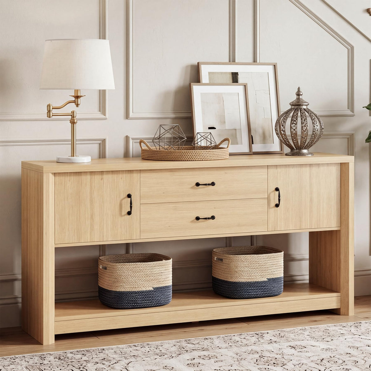 Oak Console Table with Storage Drawers Z4659