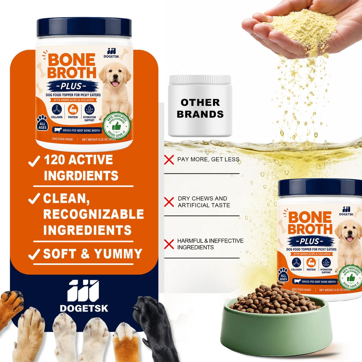 Beef Bone Soup Dog Supplement with Collagen and Protein Z198857
