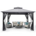 10' X 12' Outdoor Patio Gazebo with Double Roof and Mosquito Netting K90092