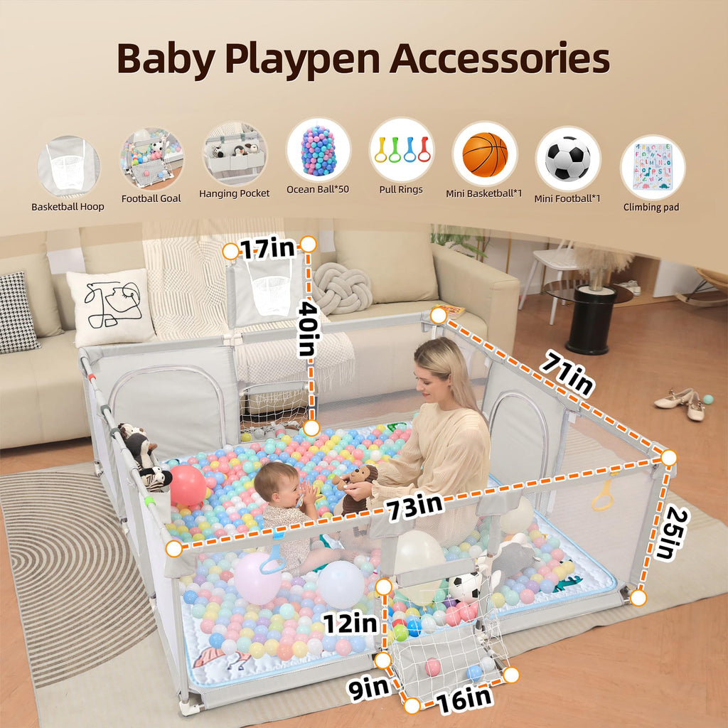 Baby Playpen with Mat 73"x71" B523739