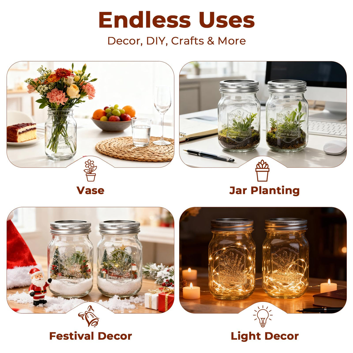 16oz 12 Pack Mason Jars with Airtight Lids U5647