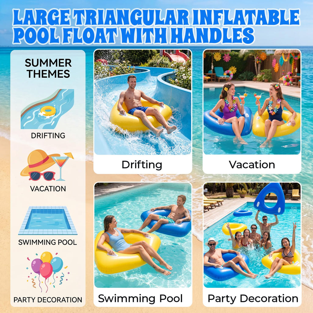 44" Large Triangular Inflatable Pool Float Tube M313119
