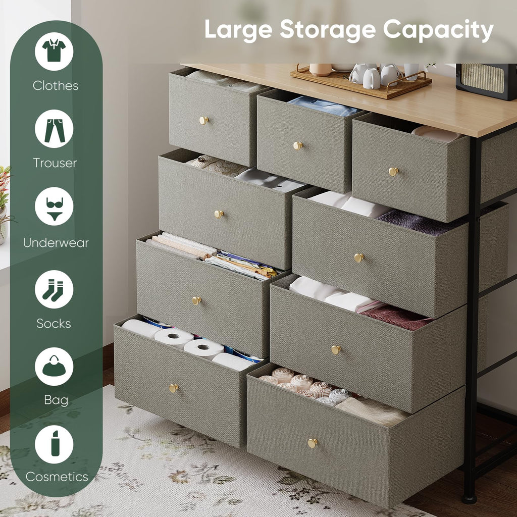 Fabric 9 Drawers Dresser M7490
