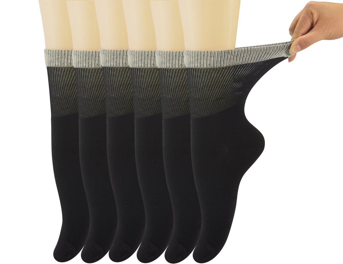 Womens Diabetic Crew Socks Seamless Toe 6 Pairs E7679