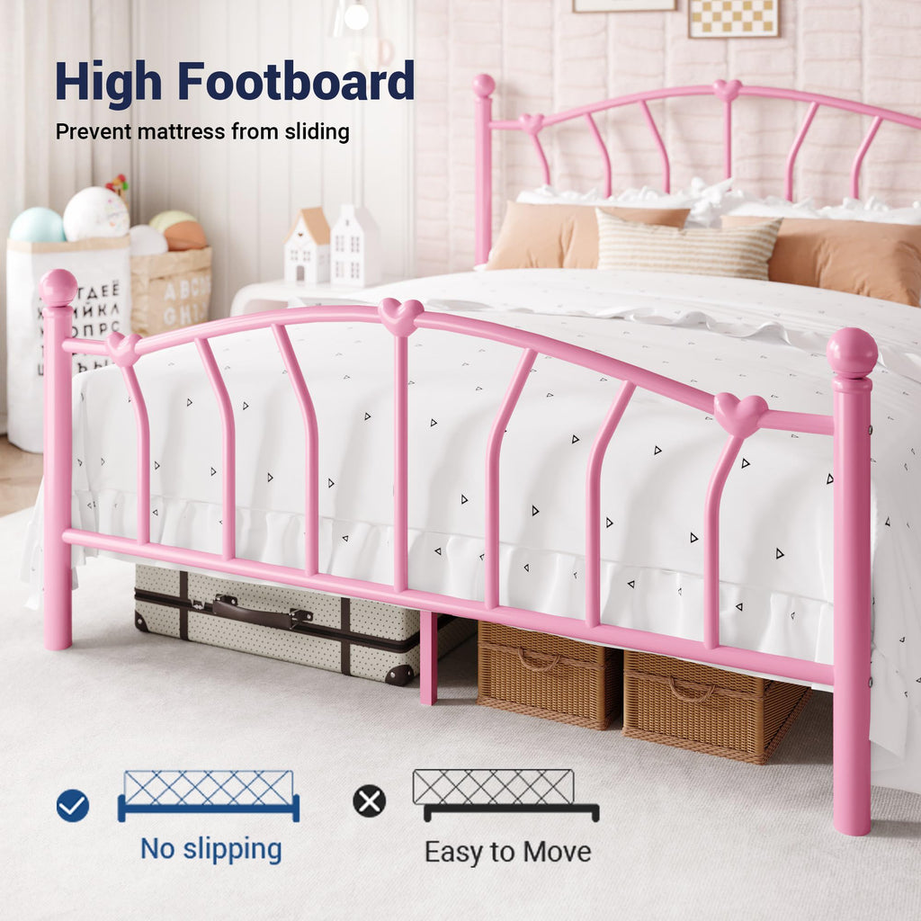 Full Size Pink Metal Platform Bed Frame C811991
