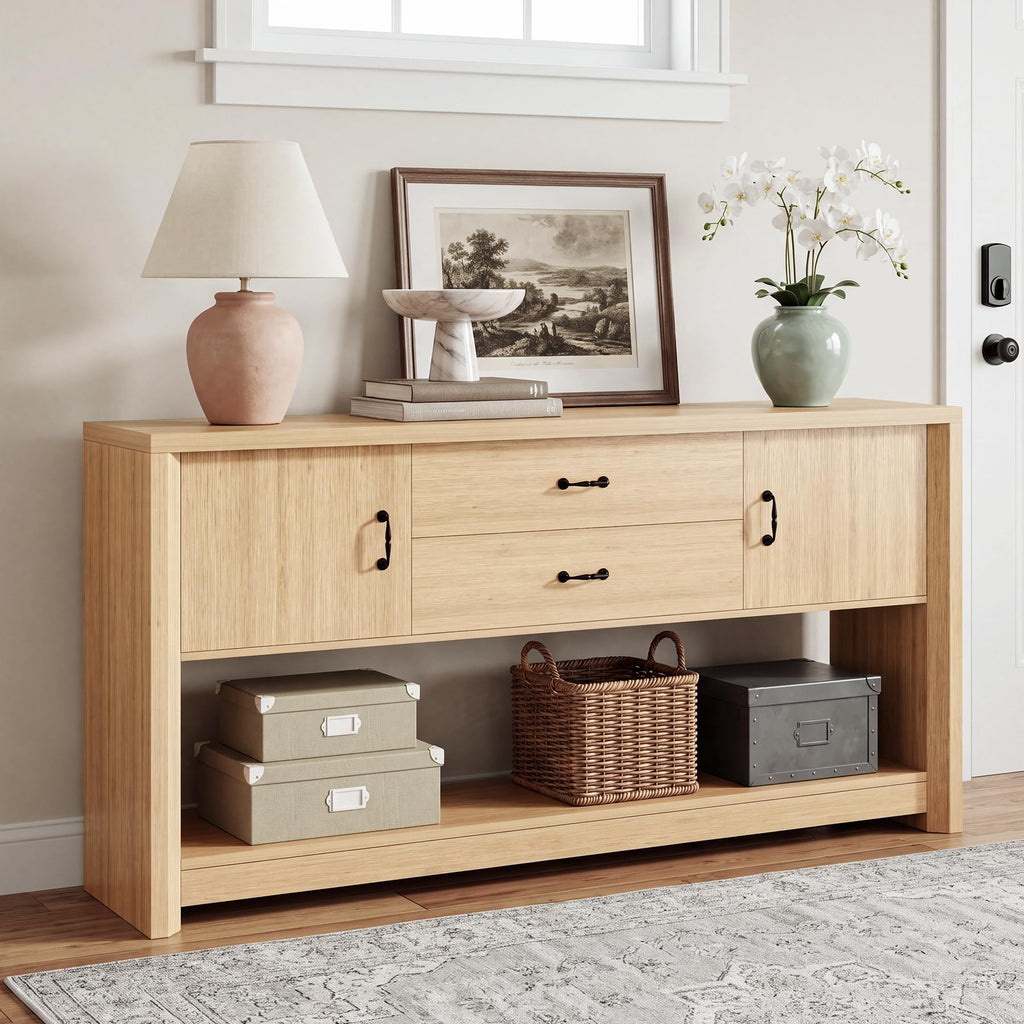 Oak Console Table with Storage Drawers Z4659