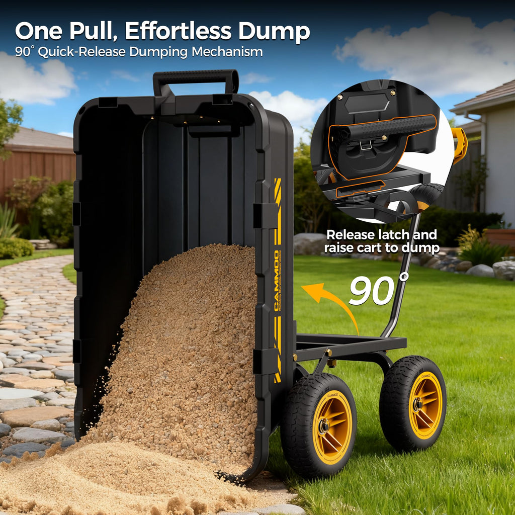 10-in No-Flat Tires Garden Dump Cart Wheelbarrow M940