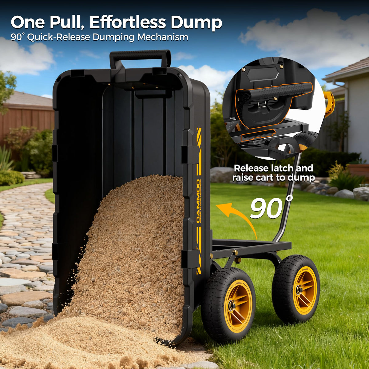 10-in No-Flat Tires Garden Dump Cart Wheelbarrow M940