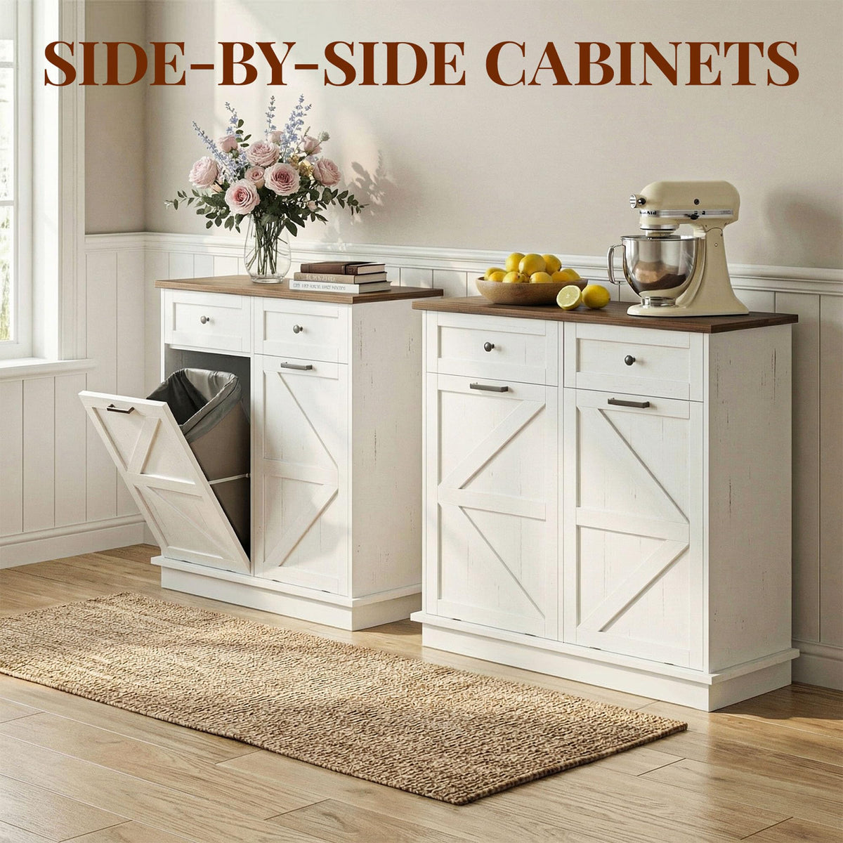 10 Gallon Double Tilt Out Trash Can Cabinet A595