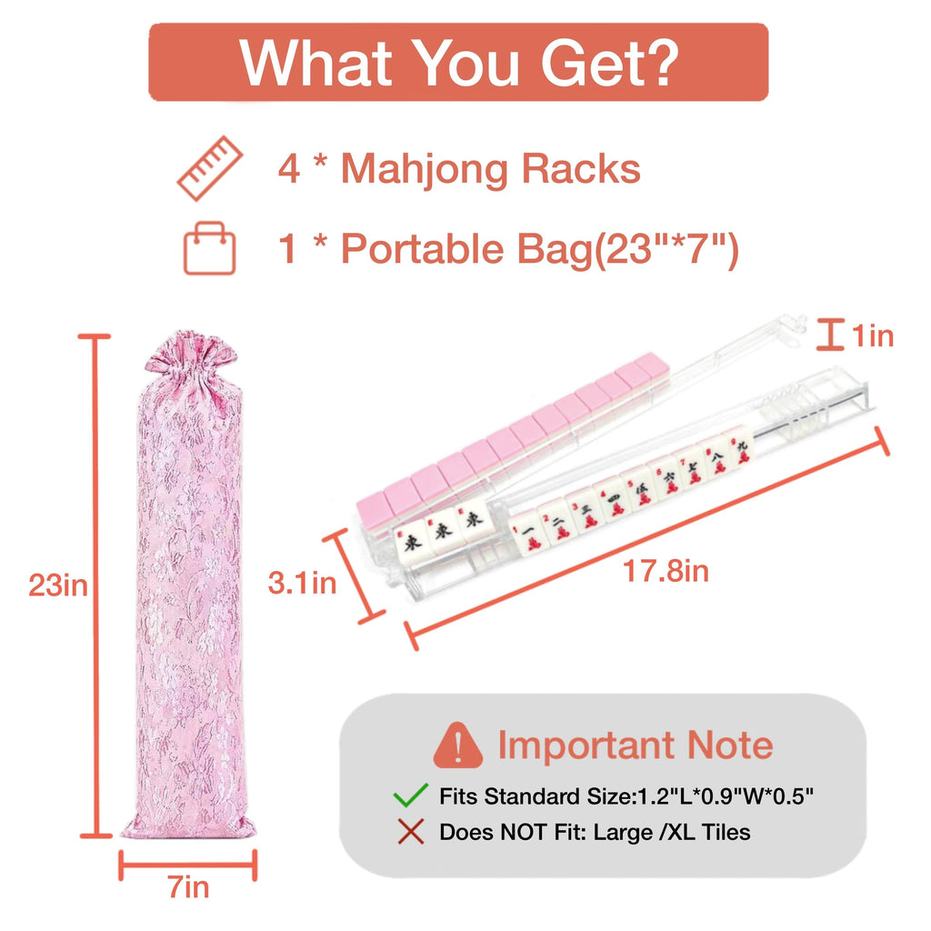 Clear Acrylic Mahjong Racks with Pushers Set of 4 L49185
