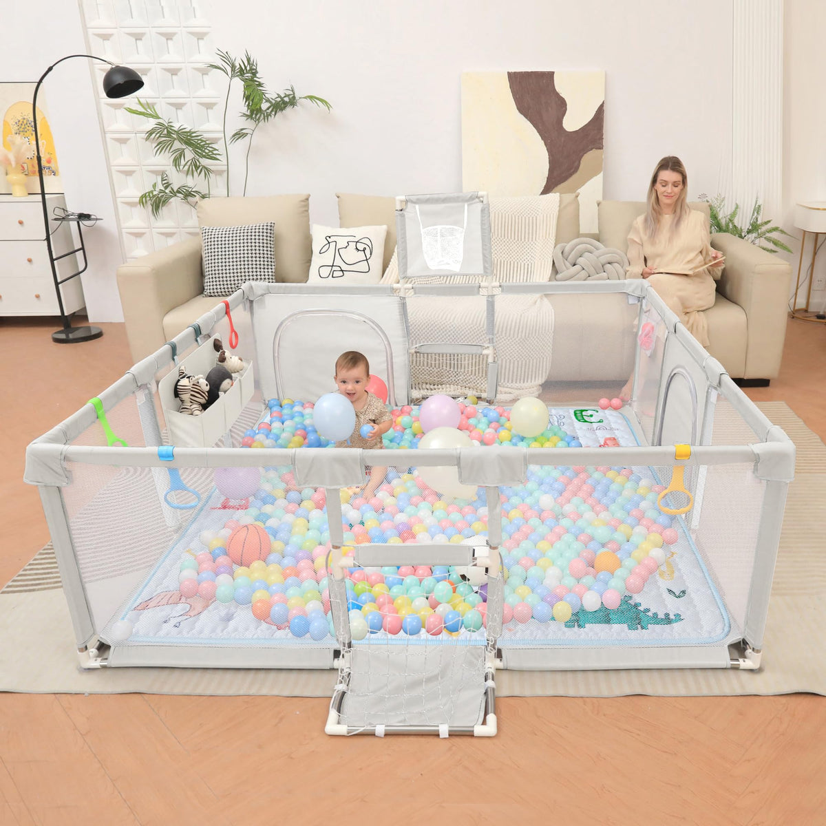 Baby Playpen with Mat 73"x71" B523739
