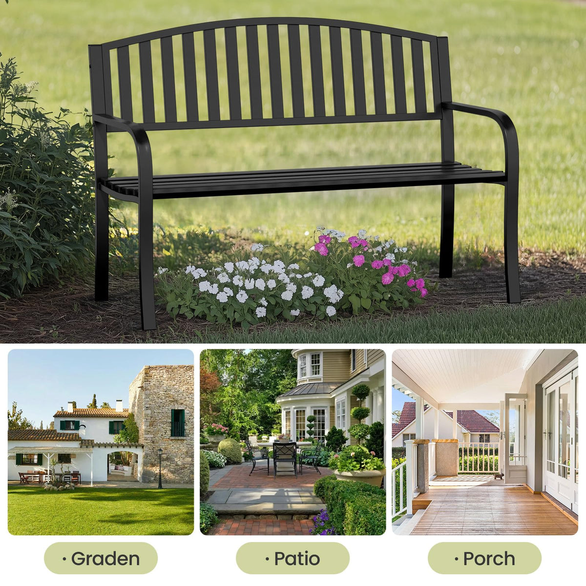 50" Weatherproof Metal Outdoor Bench C38394