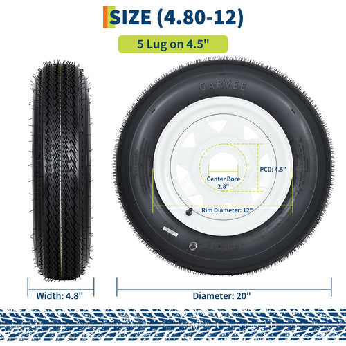 12 Trailer Tire and Wheel Assembly 5 Lug Set of 2 Q786637
