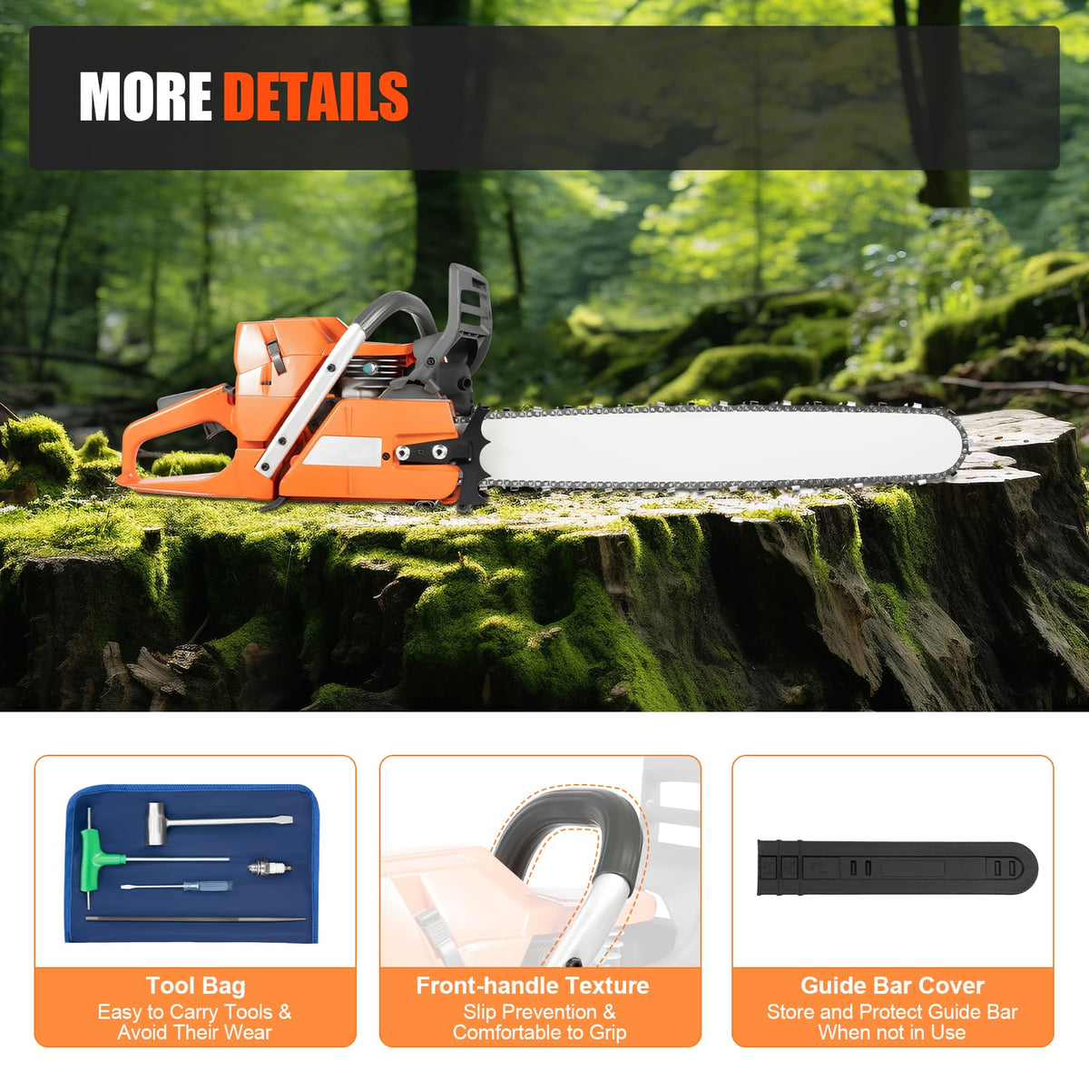 24 Inch 72cc 2-Cycle Gas Chainsaw J106