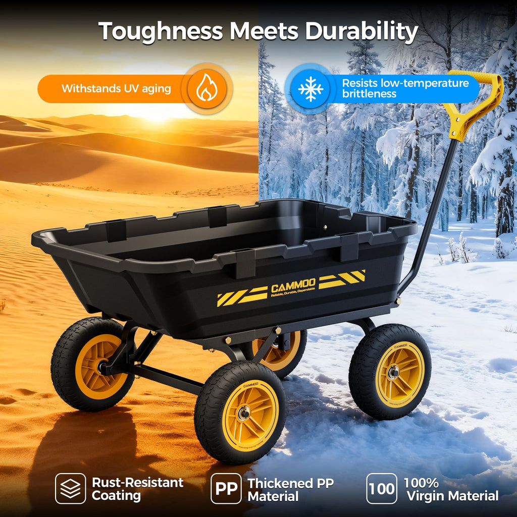 10-in No-Flat Tires Garden Dump Cart Wheelbarrow M940