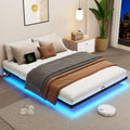 Full Size Metal Platform Bed Frame with LED Lights & Charging Station J144