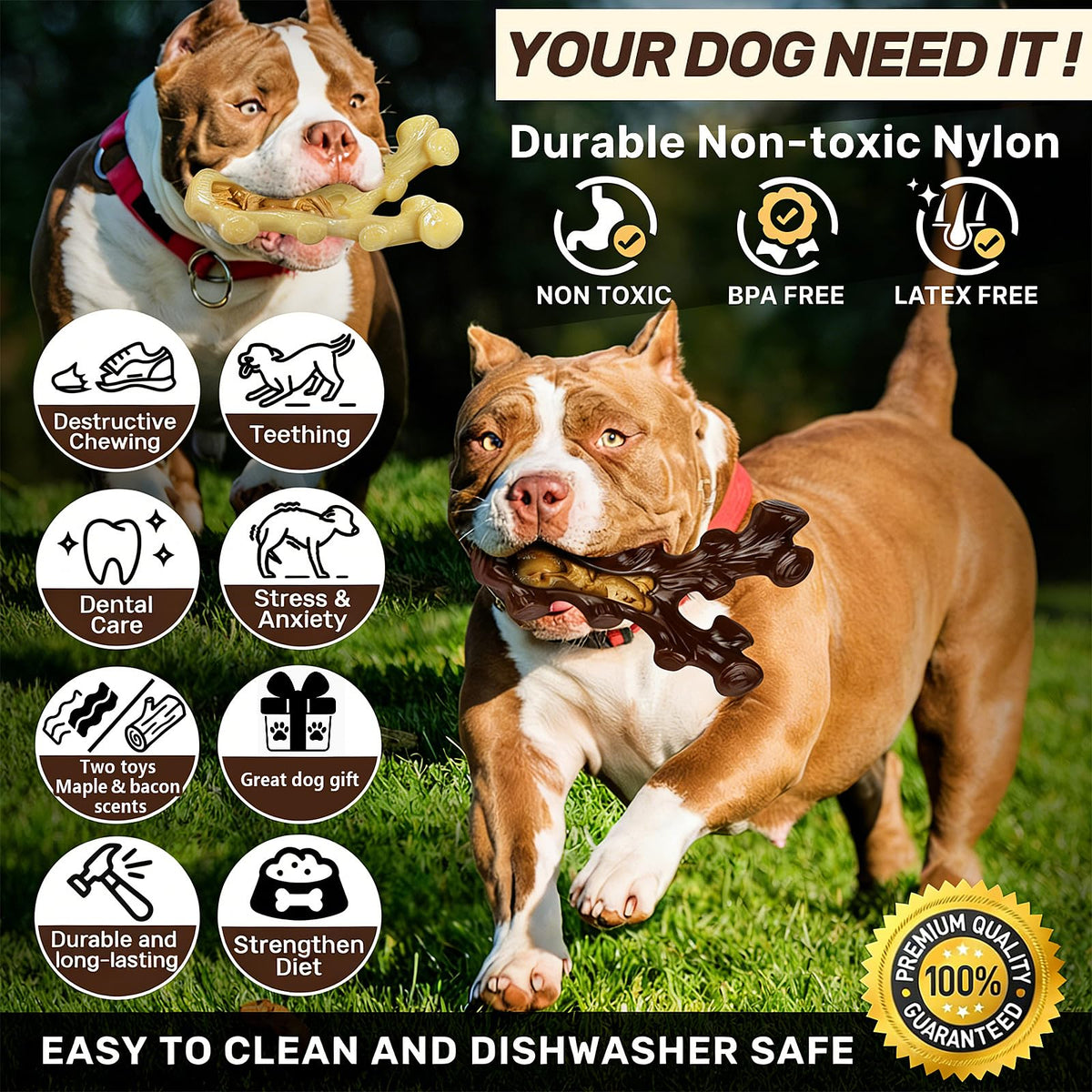 2 Pack Dog Chew Toys for Medium Large Breed T96980