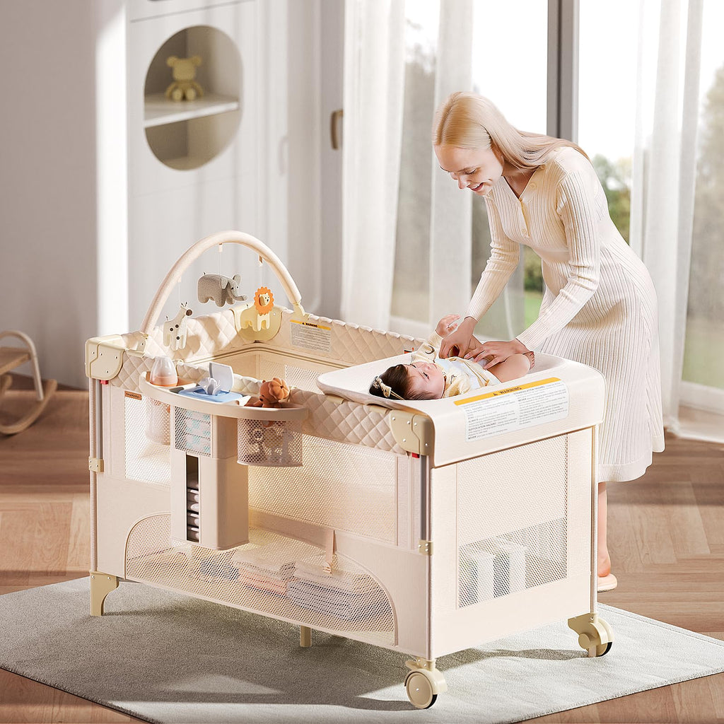 Baby Bassinet, Pack and Play, Bedside Crib Sleeper, Diaper Changer C237
