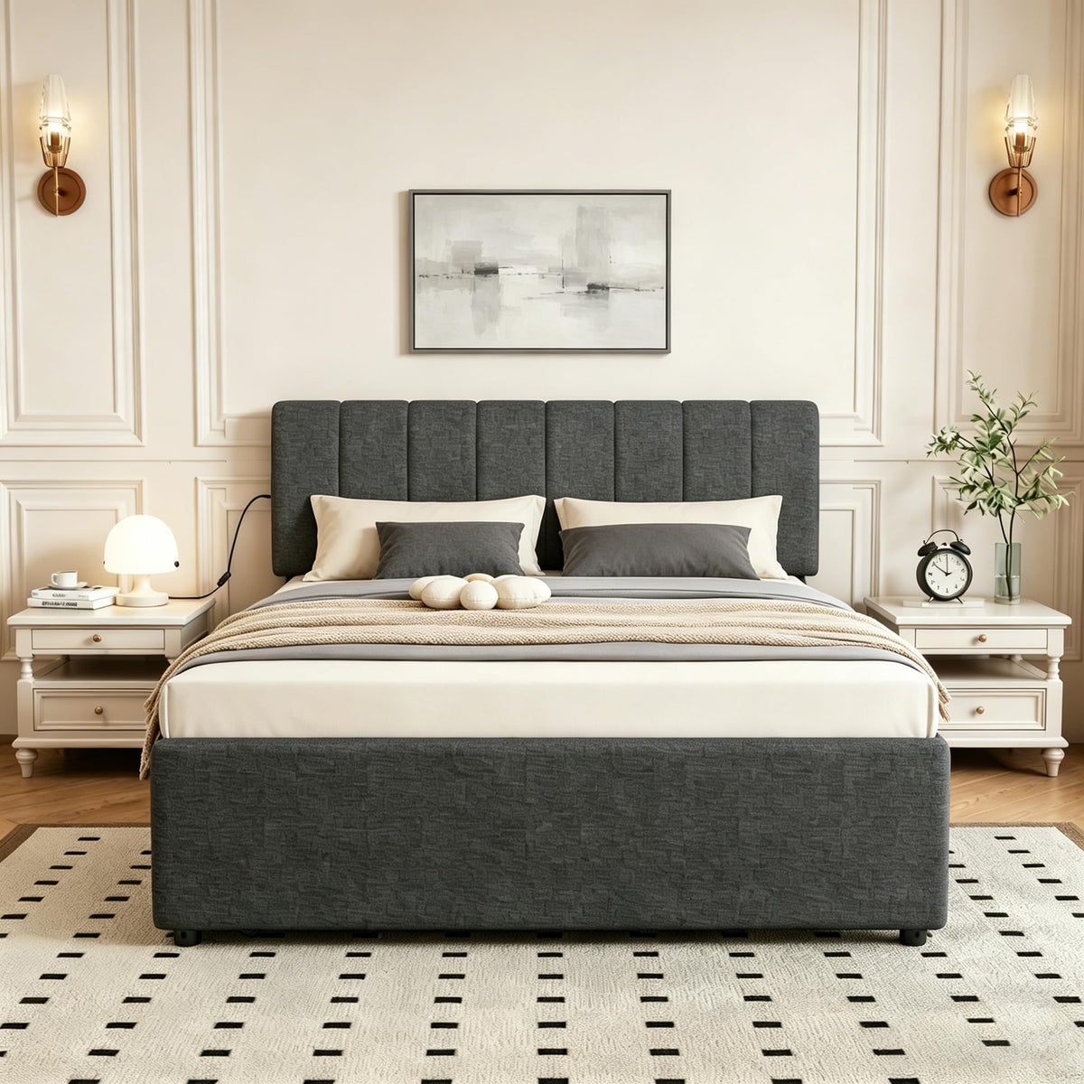 Full Size Upholstered Platform Bed with Trundle U56179