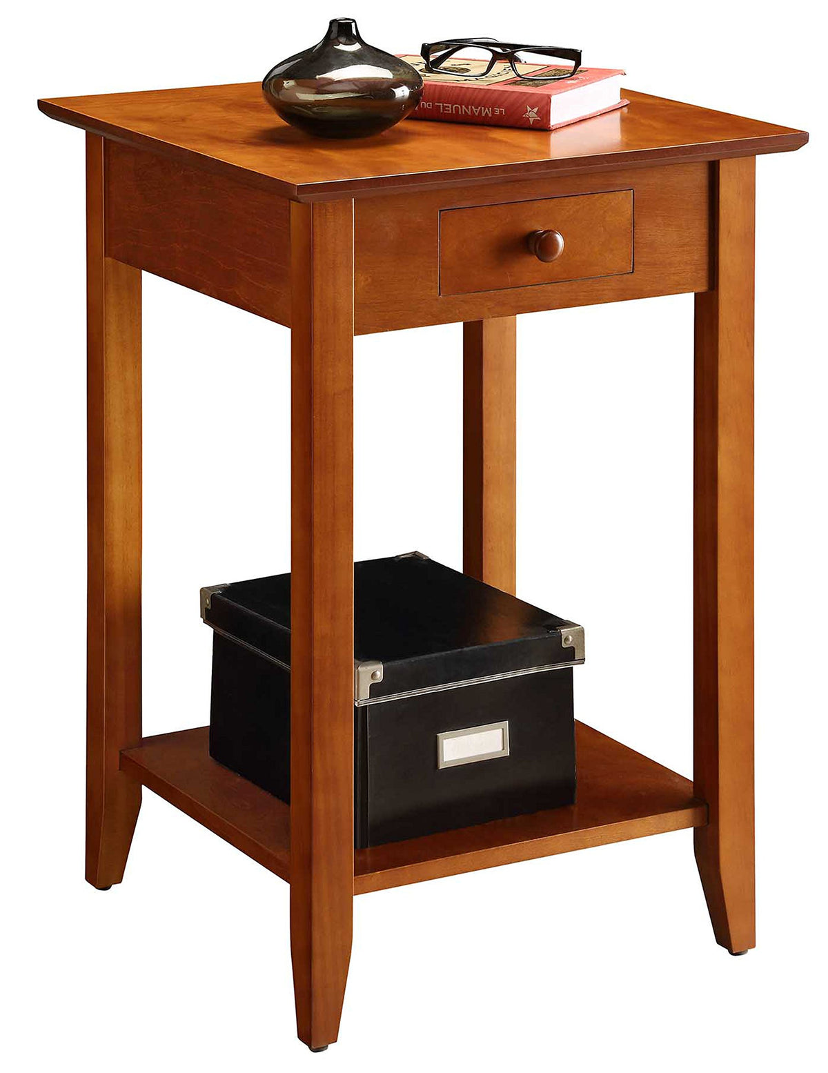 Cherry End Table with Drawer and Shelf I881418