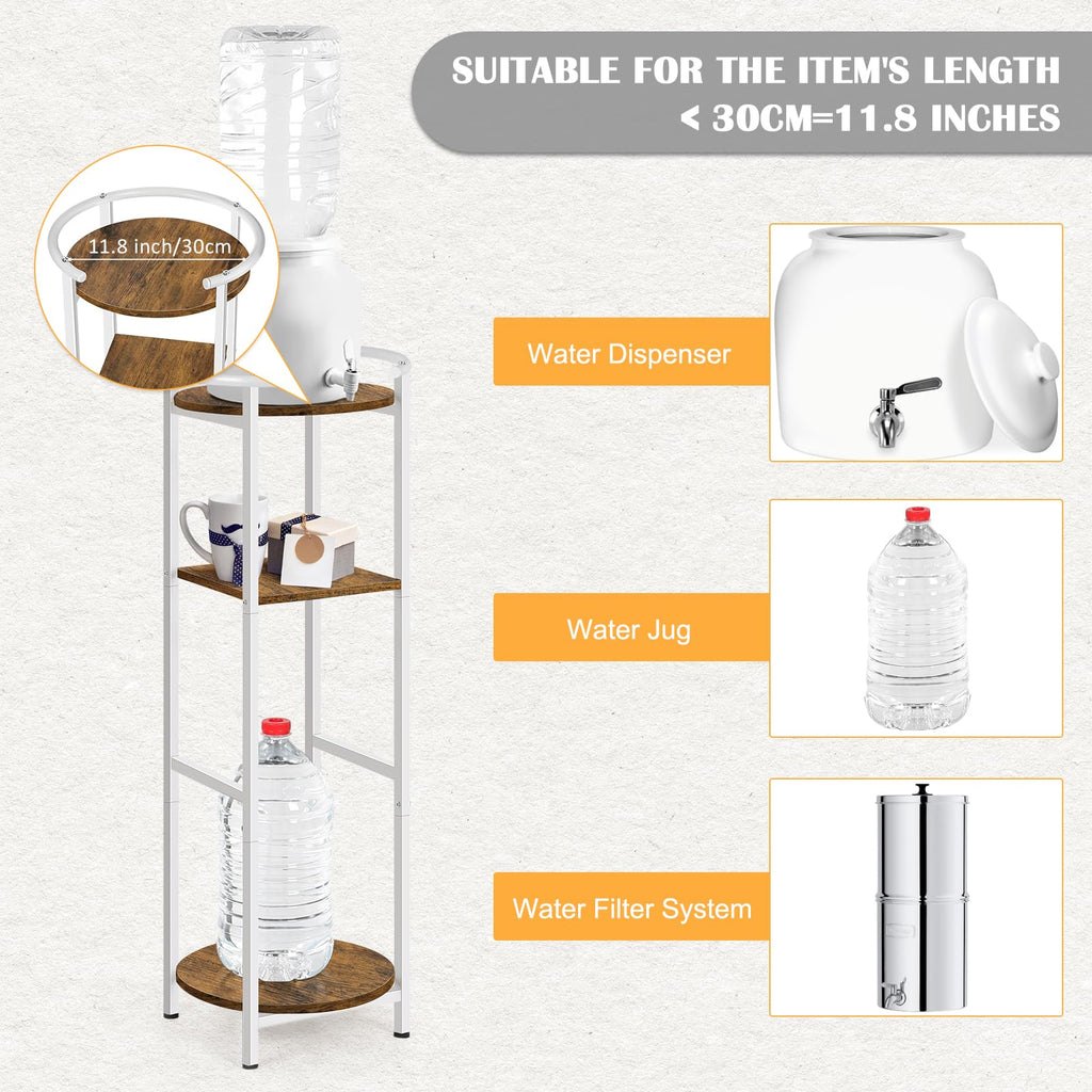 3 Tier Freestanding Water Dispenser Stand with Ceramic Crocks, White A670376