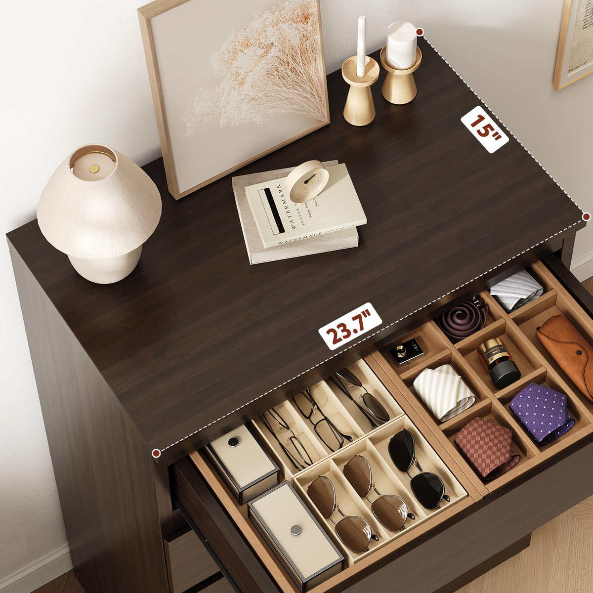 Brown 5 Drawer Wood Dresser O53559