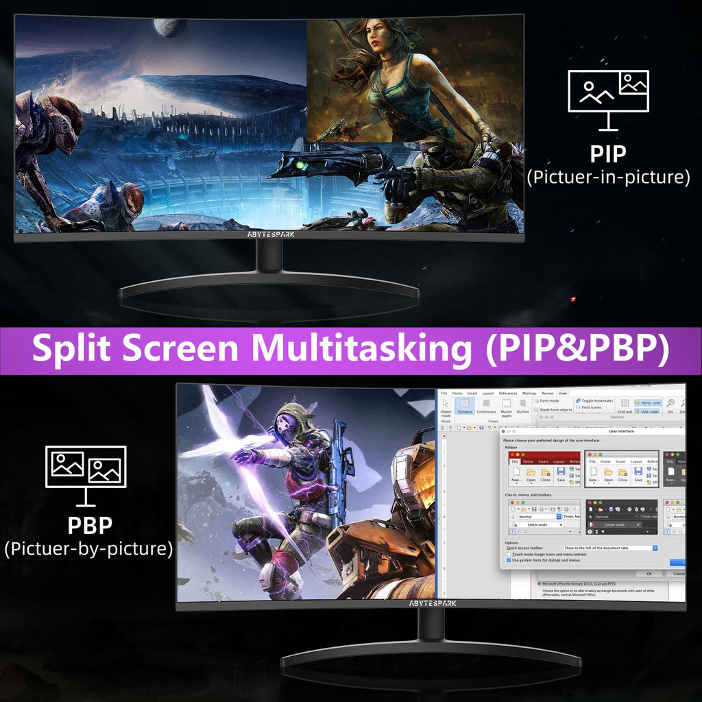 34 Inch Curved Ultra Wide WQHD Gaming Monitor 165Hz 1ms HDR400 V123130