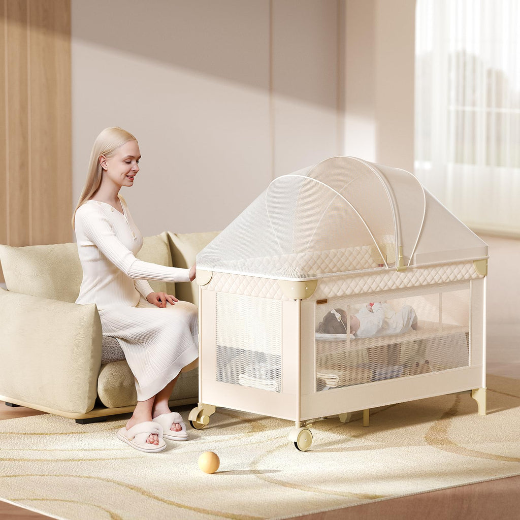Baby Bassinet, Pack and Play, Bedside Crib Sleeper, Diaper Changer C237