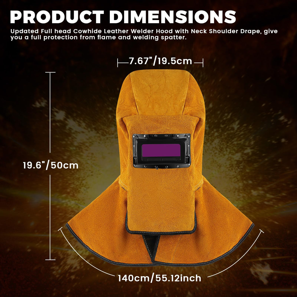 Leather Welding Hood with Auto Darkening Filter Lens J811648
