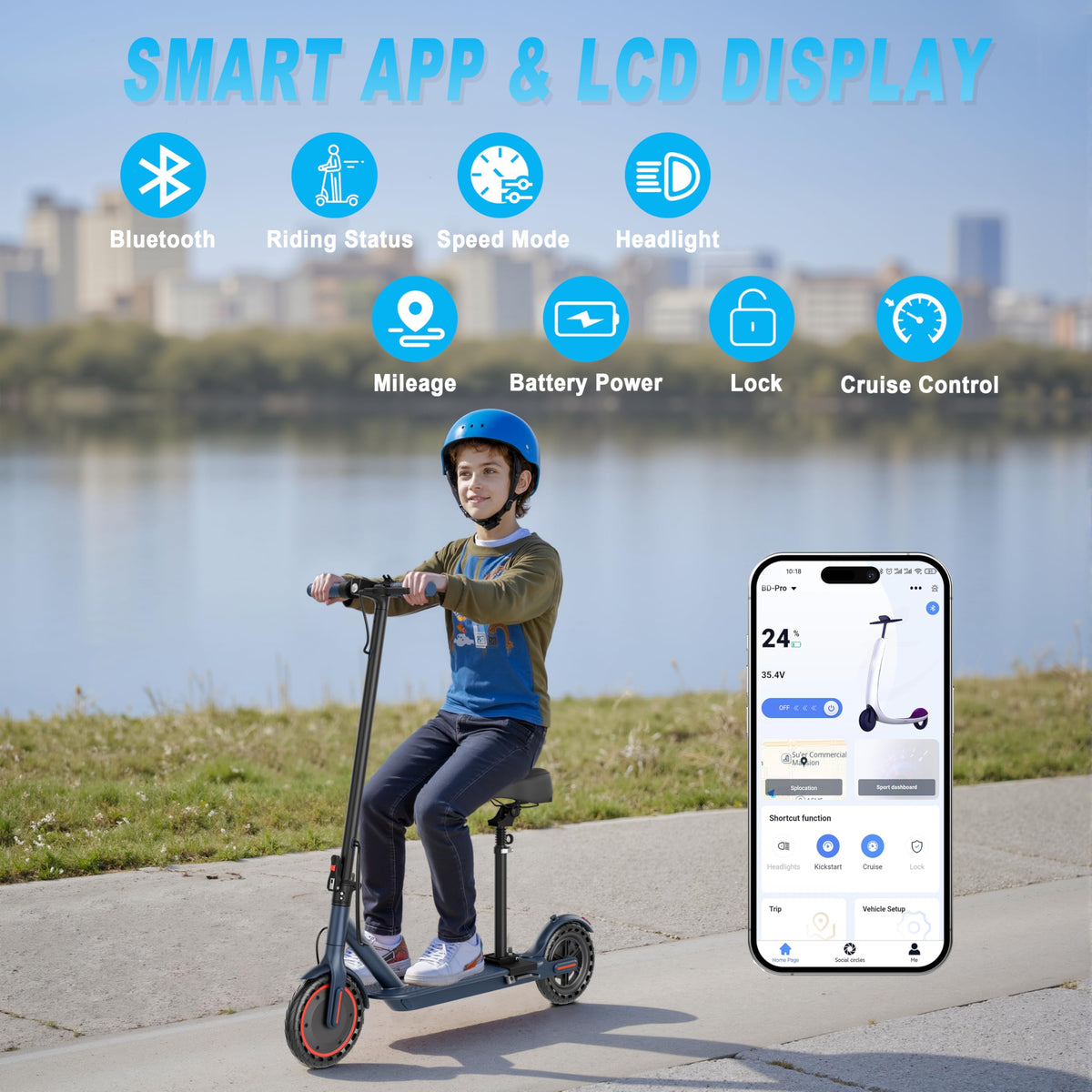 Foldable Pink Electric Scooter with Seat I815