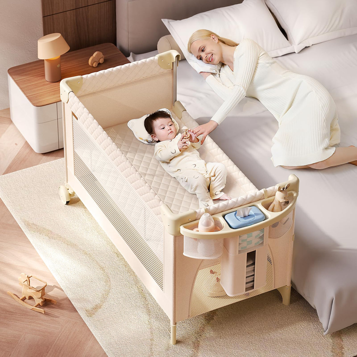 Baby Bassinet, Pack and Play, Bedside Crib Sleeper, Diaper Changer C237