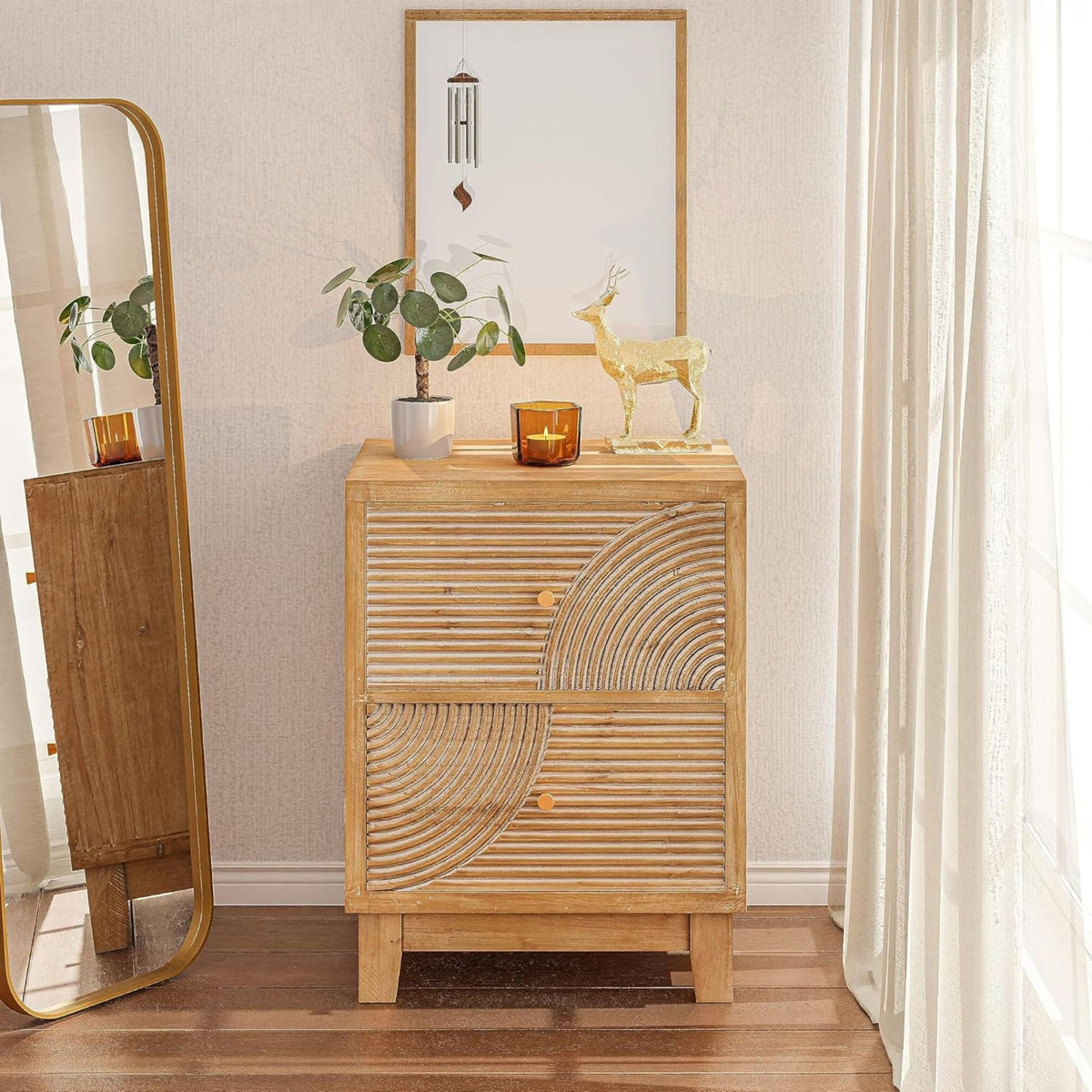2 Drawer Wood Nightstand X7347