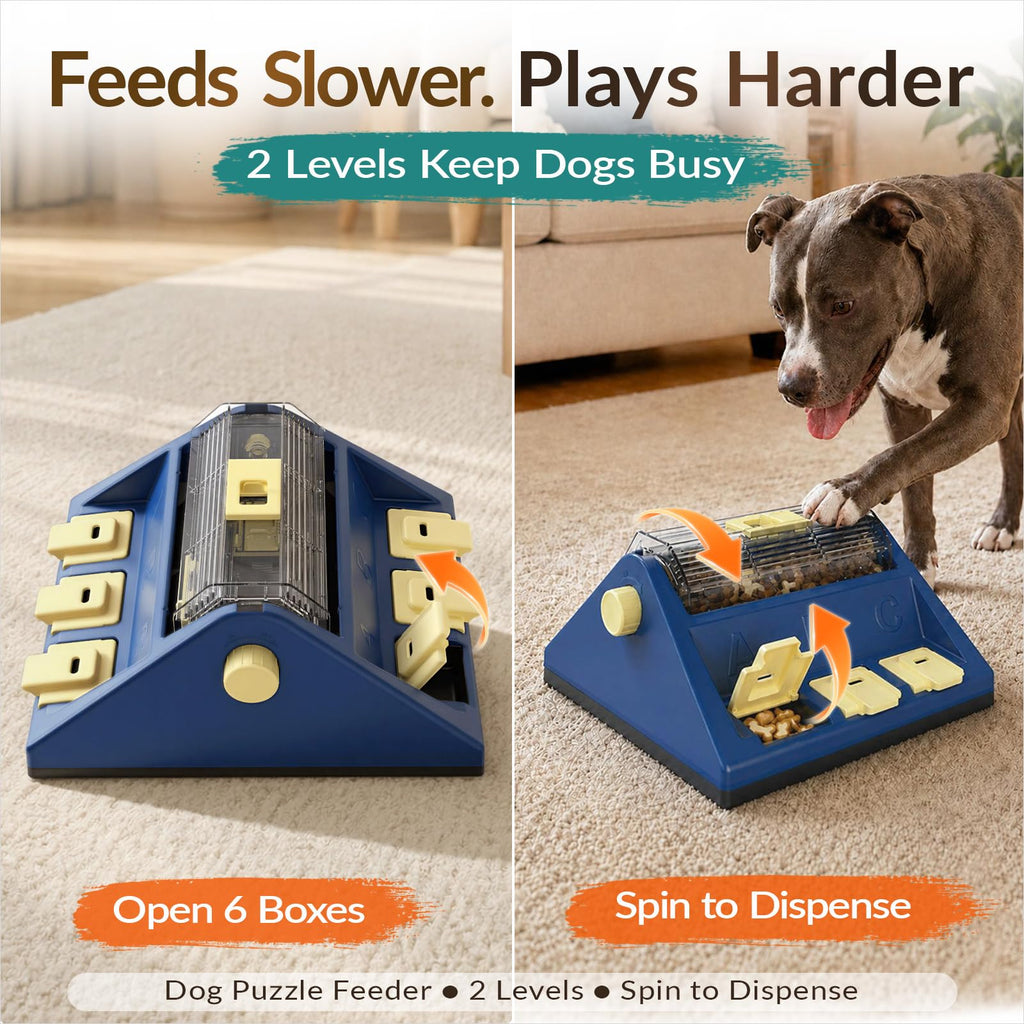 2-Level Dog Puzzle Toy Rotating Treat Dispenser Y387