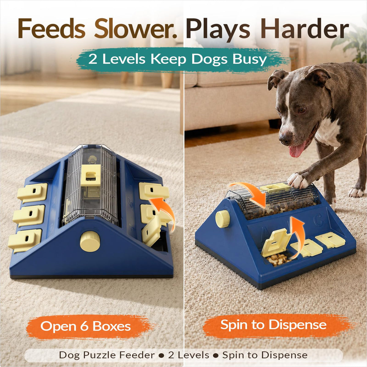2-Level Dog Puzzle Toy Rotating Treat Dispenser Y387