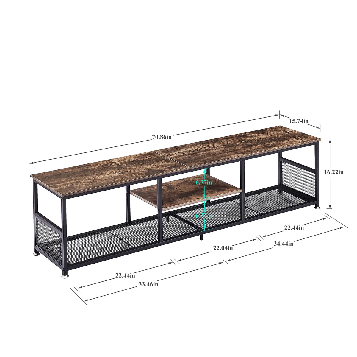 Brown 3 Tier TV Stand up to 80 Inch M32987