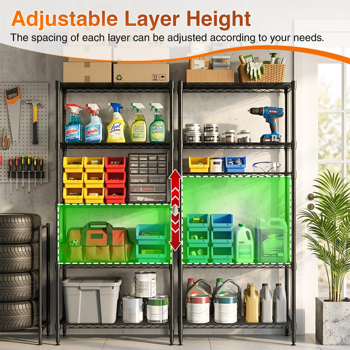5-Tier Wire Shelf with Wheels P50010