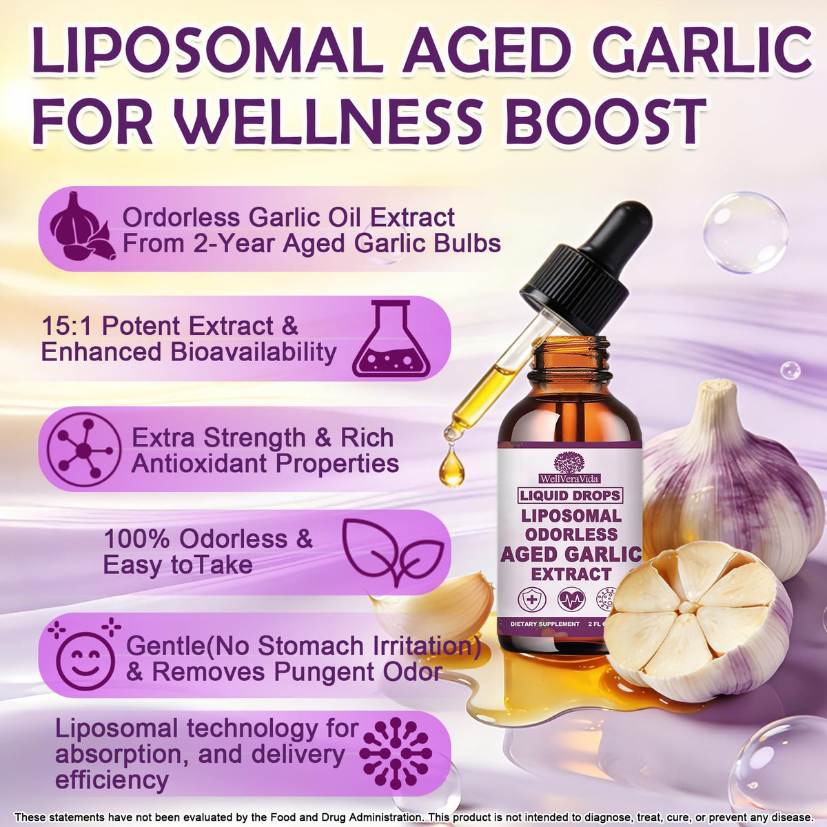 Organic Odorless Garlic Extract Liquid Drops 500mg W326