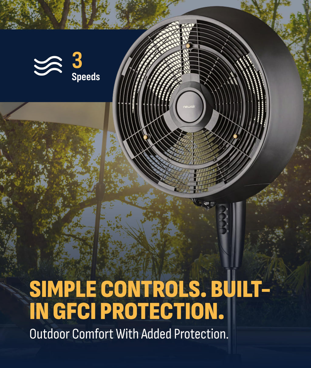 Outdoor Misting Pedestal Fan 1,600 CFM Oscillating 3 Speeds A810226