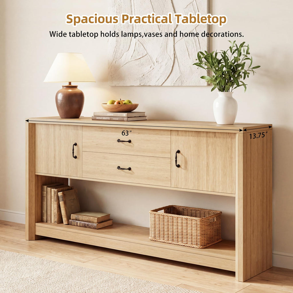 Oak Console Table with Storage Drawers Z4659