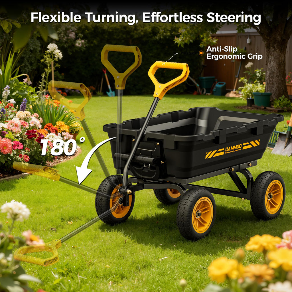 10-in No-Flat Tires Garden Dump Cart Wheelbarrow M940
