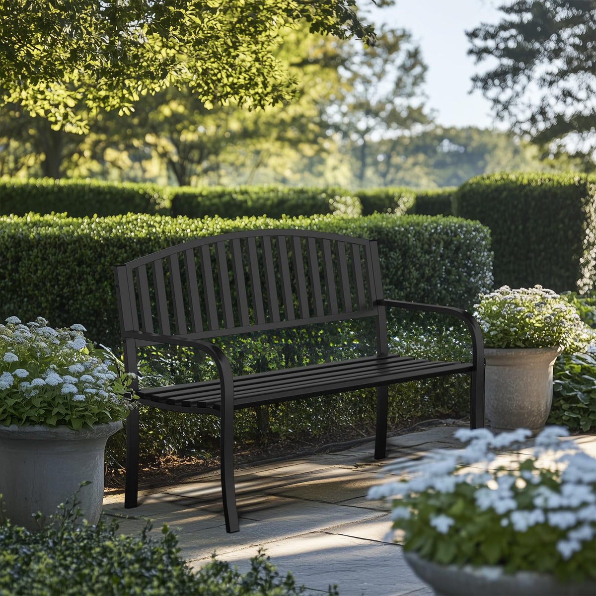 50" Weatherproof Metal Outdoor Bench C38394