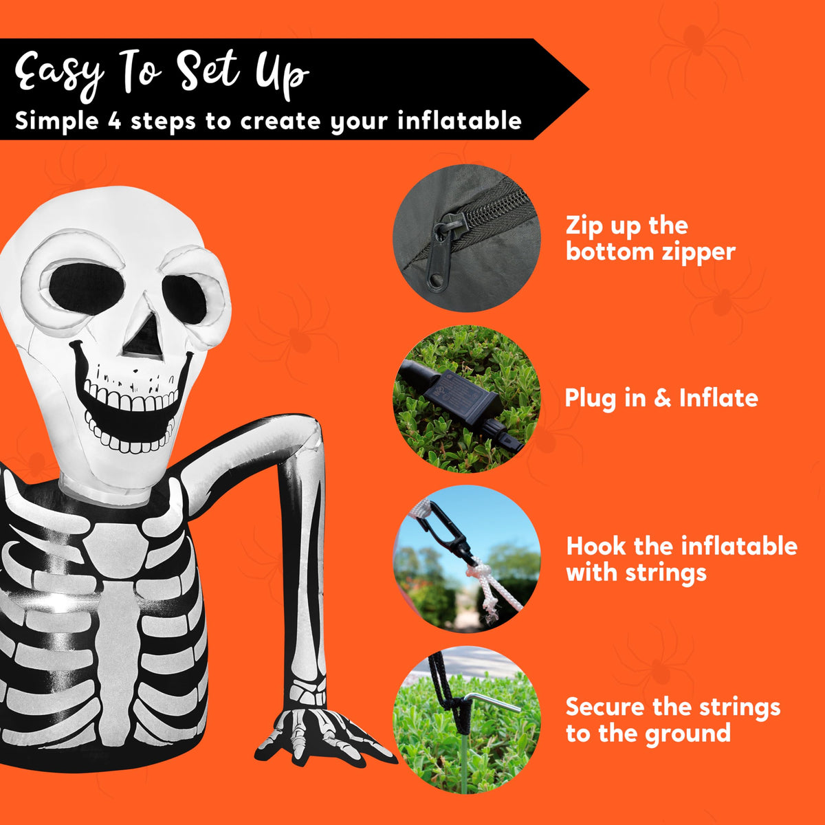 5.5 FT Long Inflatable Skeleton Outdoor Decoration with LEDs G822