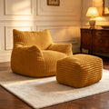 Large Yellow Bean Bag Chair with Footrest E96724