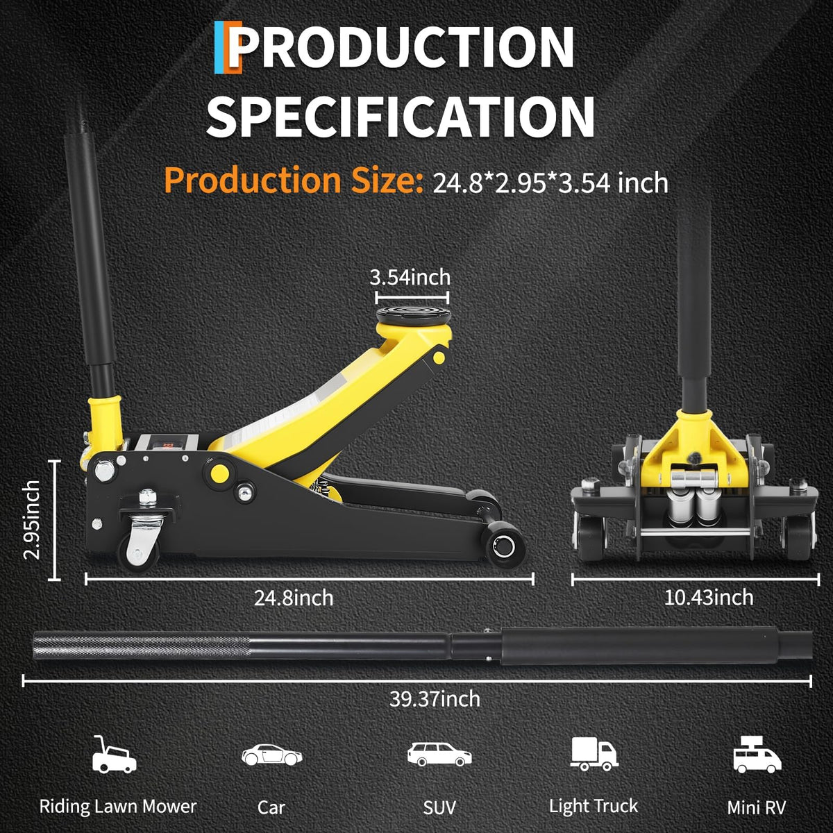 3 Ton Hydraulic Floor Jack Heavy Duty Steel Dual Piston Quick Lift Pump E3303