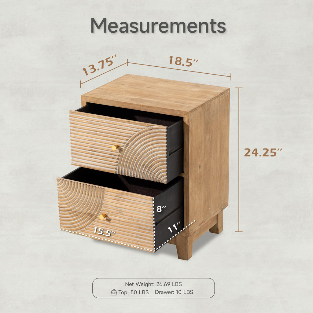 2 Drawer Wood Nightstand X7347